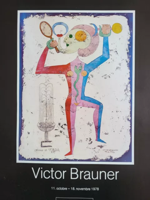 Authentique Ancienne Affiche D'art Très Rare old poster Victor BRAUNER 1978