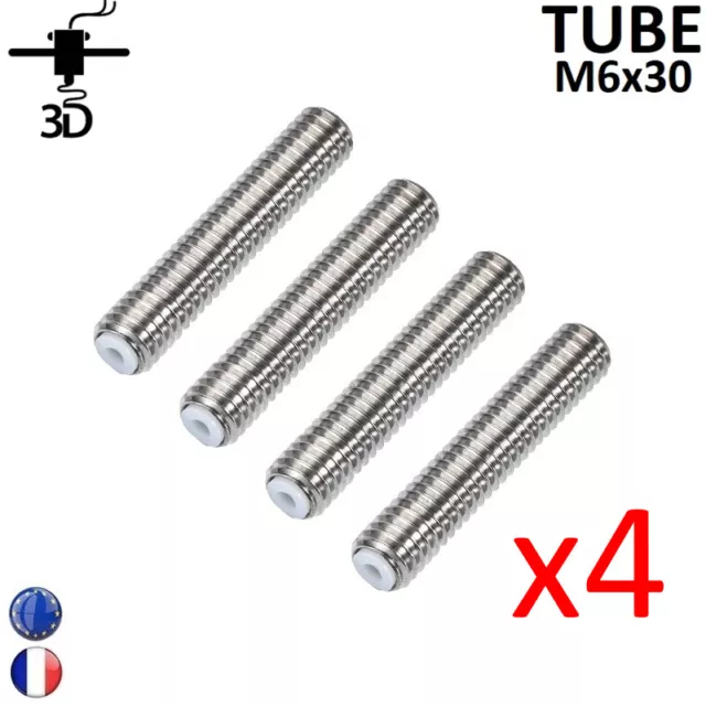 4 x Tube Gorge M6 x 30mm Heat Break PTFE 1.75 Extrudeuse MK8/MK9 Imprimante 3D