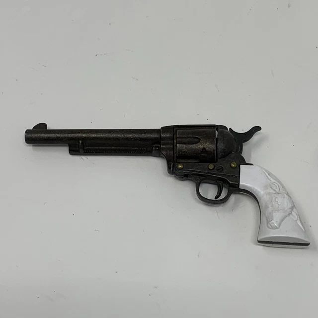 VINTAGE MARX MINIATURE Colt .45 Revolver w/ Bull Grips DieCast Cap Toy