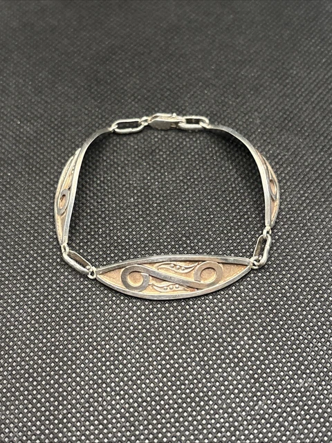 Bracelet Manchette En Argent Massif 925 - Style Jonc Artisanal Ethnique Indien Vintage