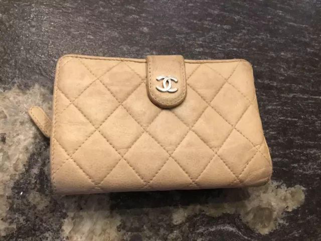 AUTHENTIQUE PORTE FEUILLE compagnon cuir beige Chanel EUR 349 00