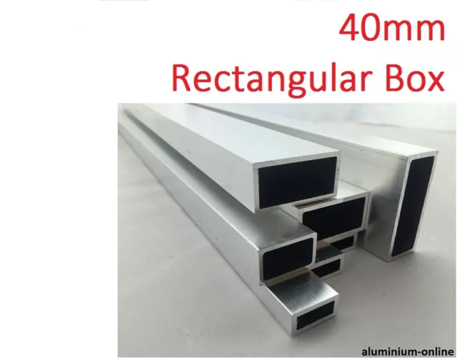 ALUMINIUM RECTANGULAR BOX SECTION 40mm, 2 variations, length 100mm - 2500mm