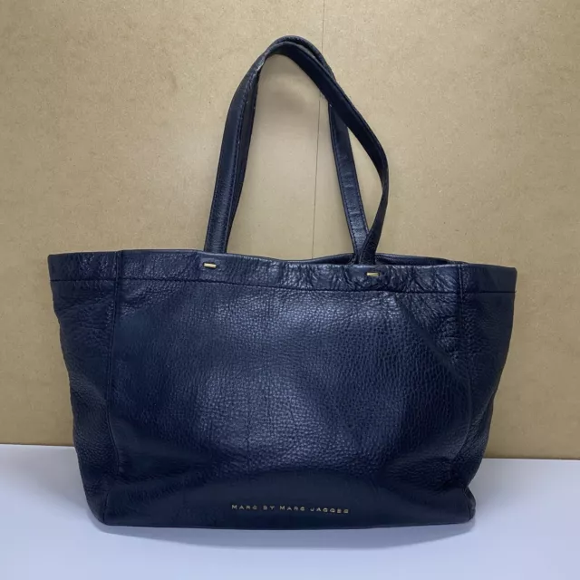 Marc By Marc Jacobs Black Leather Handbag Tote Womens Grab Bag Medium