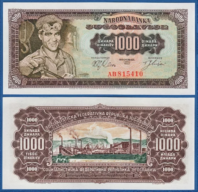 JUGOSLAWIEN / YUGOSLAVIA 1000 Dinara 1963 UNC P.75