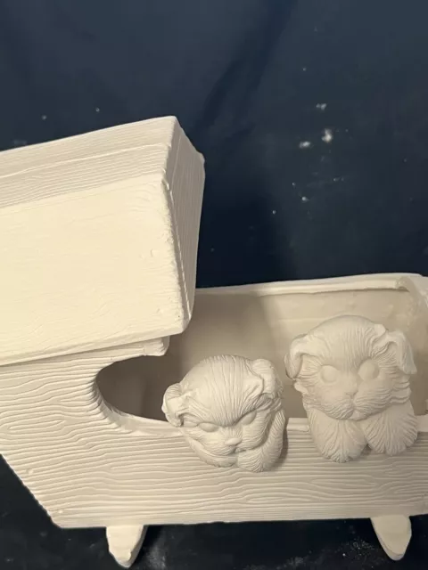 Cradle And Two Puppies ready To Paint Bisque 9x5