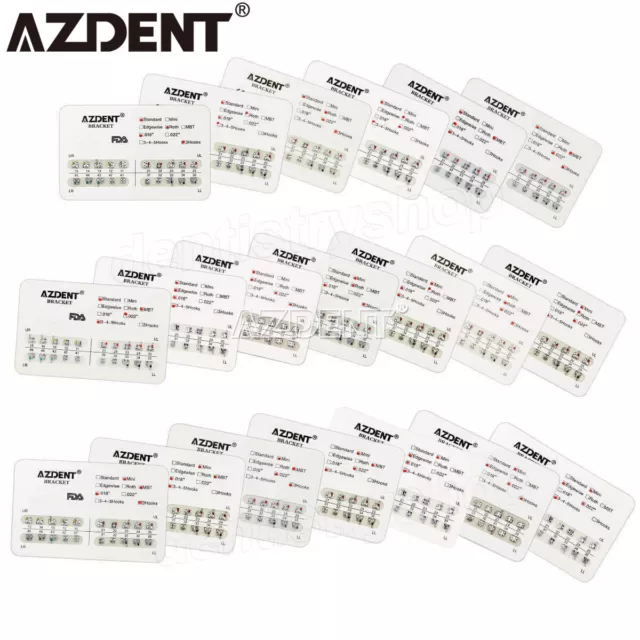 1-100X AZDENT Dental Ortho Metal Brackets Braces Mini/Standard Roth/MBT 022/018