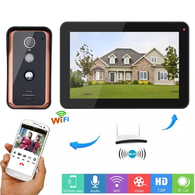 Video Door Phone Doorbell 9 inch Wired Wifi Intercom Entry System 1000TVL IR-CUT