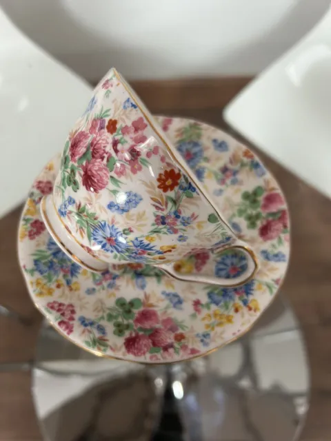 Aynsley Chintz Floral Tea Cup And Saucer