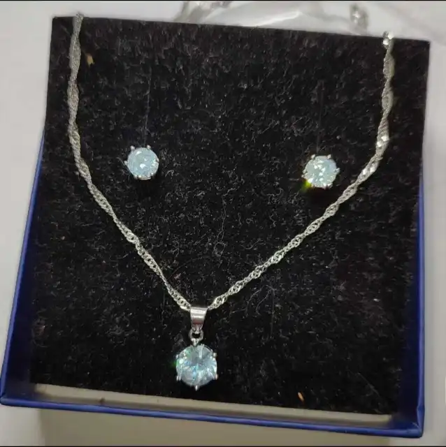 Conjunto de joyas, colgante con cadena y pendientes de plata 925 envío españa