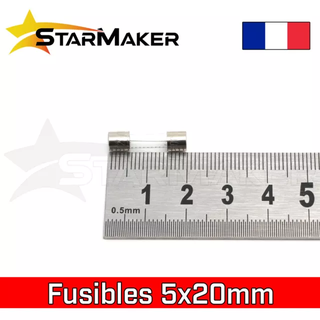 Fusible 5x20 mm en verre 250V Rapide ou Temporisé 0.02A à 30A - Lot 1 à 10pcs 2