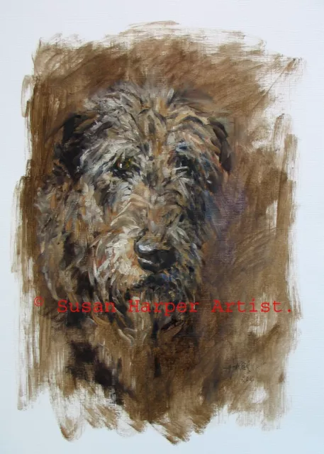 Irish Wolfhound Signed Dog Print by Susan Harper Unmounted