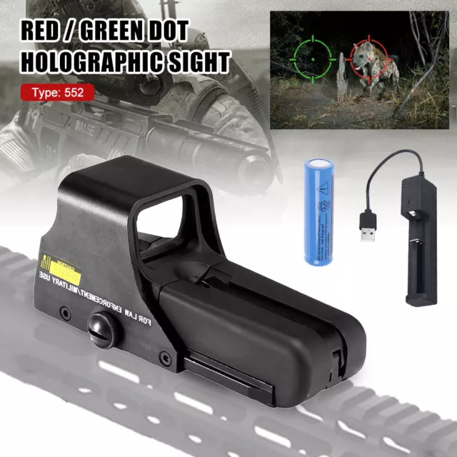 Holographic Red Green Dot 552 Airsoft Rifle Scope Tactical Optical Sight Black