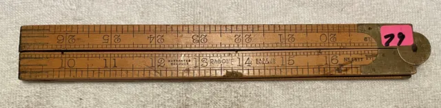 Antique RABONE England No 1377 Boxwood & Brass Folding Ruler 36 inch   079