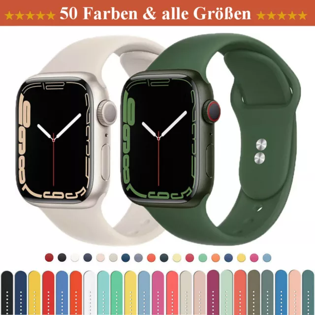 Sport Armband für Apple Watch Series 7 6 5 4 3 2 1 SE Silikon Band iWatch Ersatz