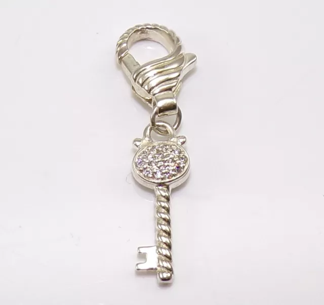 Judith Ripka Sterling Silver 3D Skeleton Key Clip Clasp Drop Pendant Charm LMD2