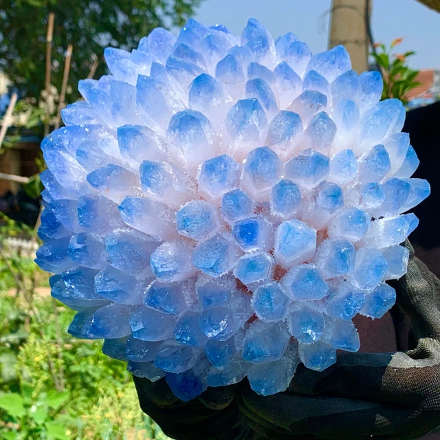 13.64LB New Find BLUE Phantom Quartz Crystal Cluster Mineral Specimen Healing 3