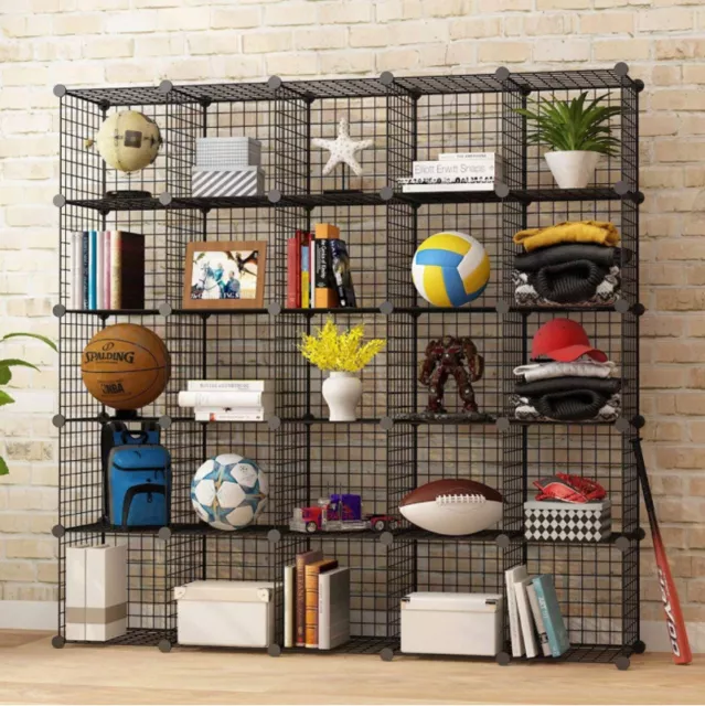 12 to 25 Cube Black DIY Wire Storage Shelve Cabinet Metal Display Shelf Toy Book