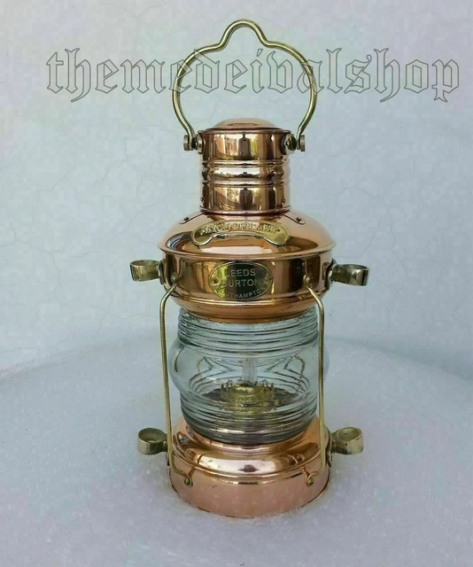 14 " Messing & Kupfer Anker Boot Licht Öl Lampe Nautisch Maritim Schiff Laterne