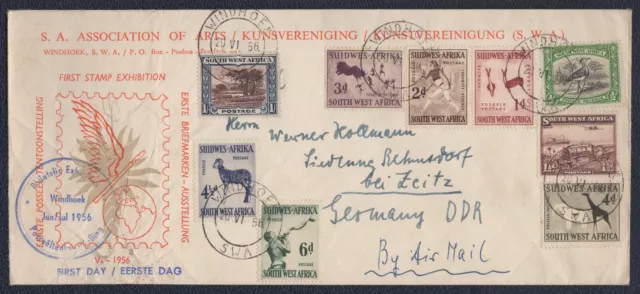 SOUTH WEST-AFRICA 1956, Definitives, Cover to Germany / Mi 140+152+180+279/84