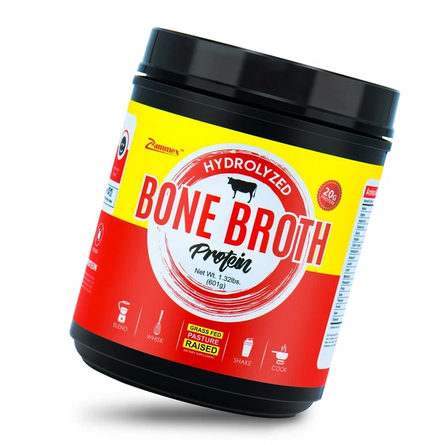 GRASS FED BEEF Bone Broth Powder21.2oz 20g Protein Hydrolyzed Peptides