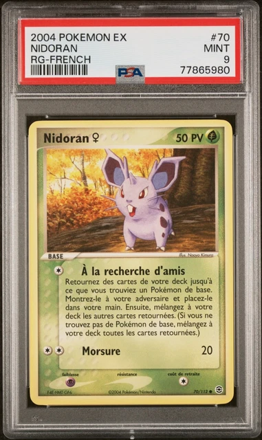 Carte Pokemon Nidoran 70/112 EX Rouge feu Vert Feuille PSA 9 🍃🍃