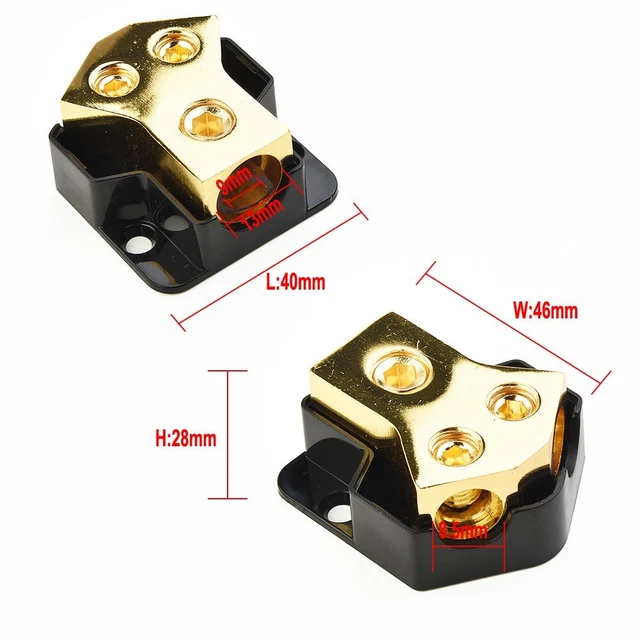 Distribution Block Car Audio Power Wire Splitter  1-0Gauge In To 2/4 Gauge Out