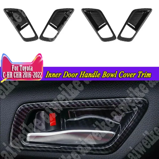 For Toyota CHR C-HR 2016-2023 ABS Carbon Fiber Inner Door Handle Bowl Cover Trim