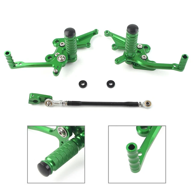 Coppia Set Posteriore Poggiapiedi Posteriore Penne per Kawasaki Ninja ZX14R 2006-11 Verde