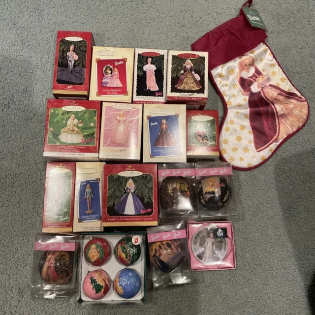 Barbie Holiday Ornaments From Hallmark & Miscellaneous Brand - Includes Stocking