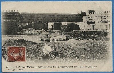 CPA: OUDJDA (Maroc) - Intérieur de la Casba - Casernement des soldats du Maghzen