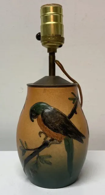 Rare Ipsen Lamp Bird Painted Signed 449 DENMARK Pottery Art Nouveau 10” EUC