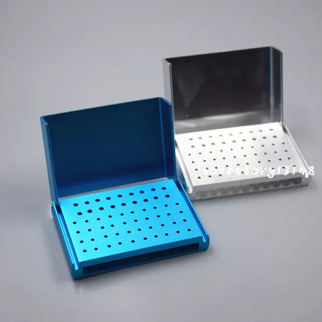 58 Holes Aluminium Dental Bur Box Burrs Holder Block Case Disinfection Stand