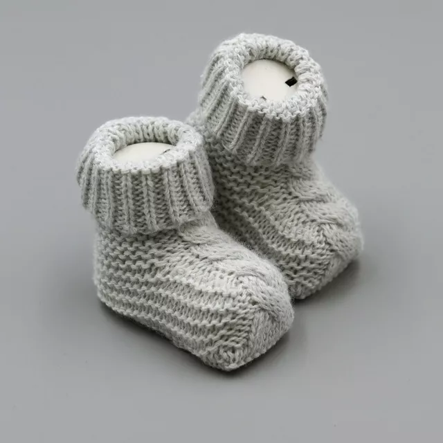 Baby Jungen Mädchen Stiefel weich dick gestrickte Stiefel Muster grau 0-6 Monate