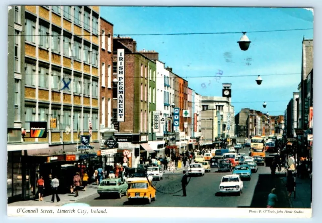 O'Connell Street LIMERICK CITY IRELAND 1978 4x6 Postcard