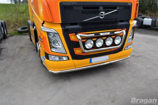 Grill Light Bar D + Step Pad + Side LEDs To Fit Volvo FM5 2021+ Stainless Steel