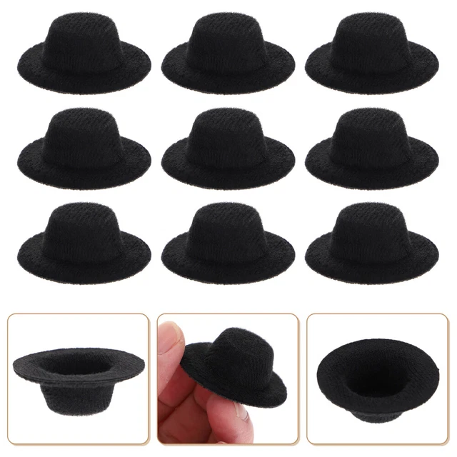 Mini cappello sciarpa donna mini cappelli per ornamenti bambole nere tessuto nero
