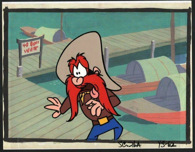 Looney Tunes Yosemite Sam Production Warner Bros Hand Painted Animation Cel