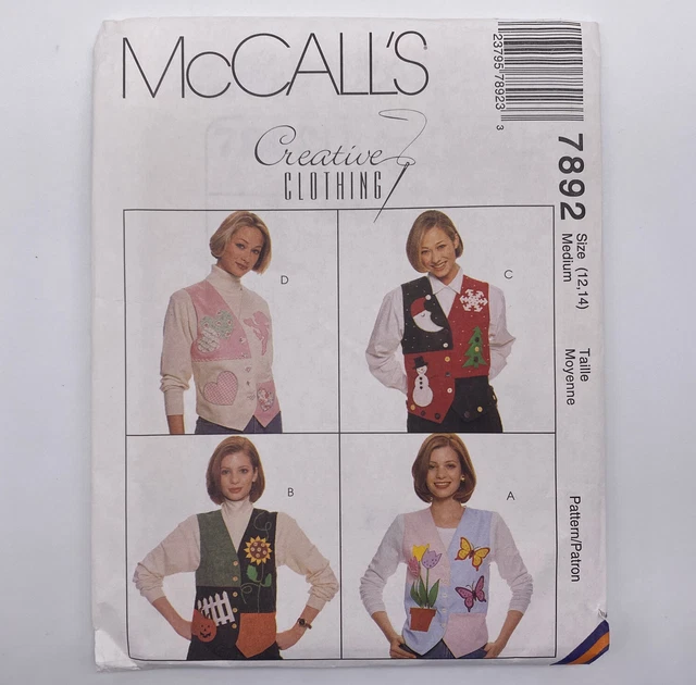 MCCALLS SEWING PATTERN 7892 Womens Vests Sizes 12 14 Uncut 5.00 PicClick