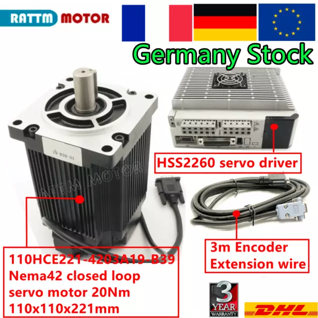 （FR） 20N.m Nema42 Closed Loop Stepper Motor 220V AC Servo Driver 6A 20Nm CNC Kit