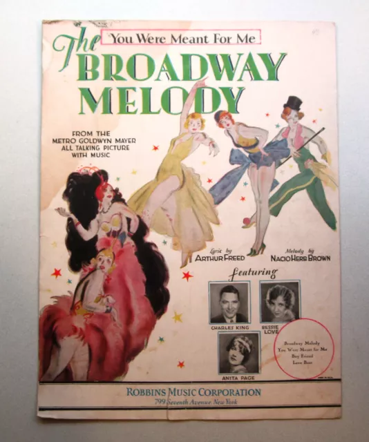 1928 You Were Meant For Me Sheet Music from The Broadway Melody Motion Picture