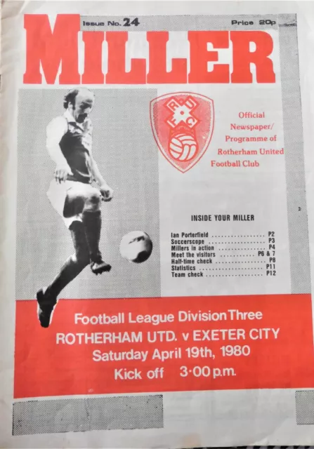 Rotherham United V Exter City 19/4/1980 Football League - Division 3