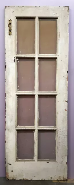 28"x80"x1.75" Antique Vintage Old Wood Wooden Exterior French Door Window Glass 2
