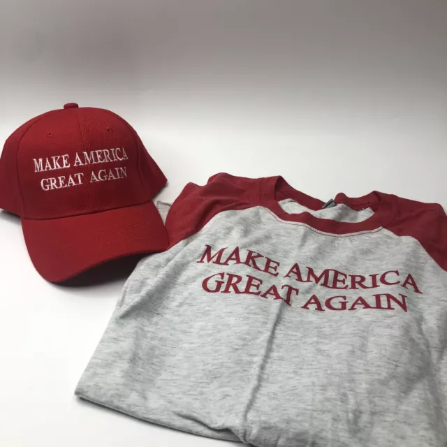 Donald Trump MAGA Make America Great Again Baseball Cap Hat and Medium Shirt