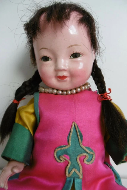 POUPÉE ANCIENNE EN COMPOSITION -CHINOIS - HAUTEUR 23 CM - HABIT TRADITIONNEL (2) | eBay