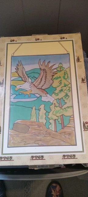 eagle stained glass wall hanging