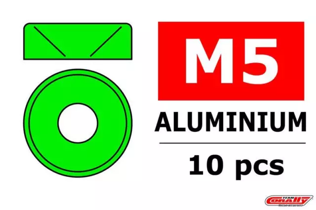 Team Corally Aluminium Unterlegscheibe für M5 Senkkopfschrauben AD=12mm Grün 10