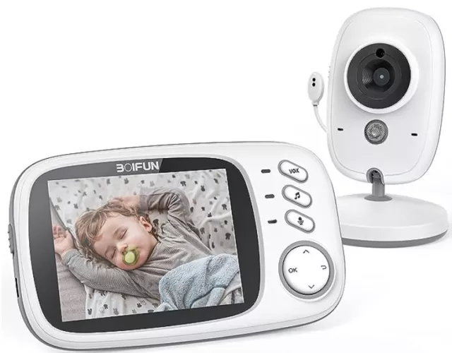 Babyphone Caméra Bébé Moniteur 2,4 GHz + Capteur de Température Vision  nocturne