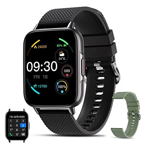 Bozfun Smartwatch voor heren, met telefoonfunctie, 1,6 inch, IPS-touchscreen, fi
