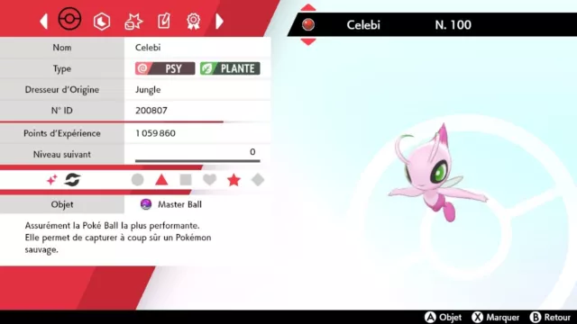 Celebi Shiny 6iv Fr - Event "Jungle" @MasterBall (Épée/Bouclier)