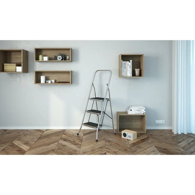 Sgabello Scala SECURITY 3 Gradini In Allum Antiscivolo Blocco Sicurezza EN14183 3